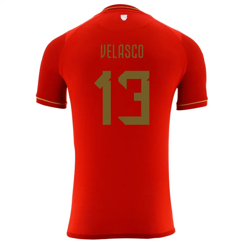 Danxen Kinderen Bolivia Jhon Velasco #13 Rood Uitshirt Uittenue 24-26 T-Shirt
