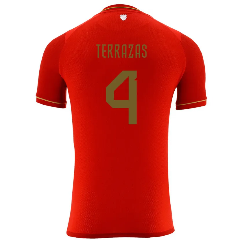 Danxen Kinderen Bolivia Sergio Terrazas #4 Rood Uitshirt Uittenue 24-26 T-Shirt