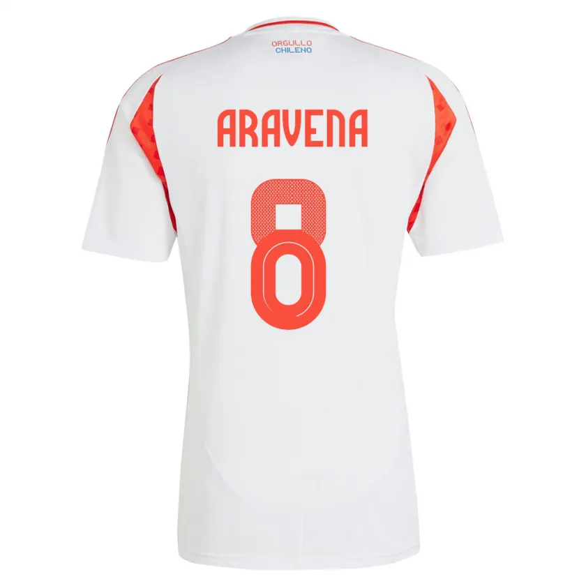 Danxen Kinderen Chili Alexander Aravena #8 Wit Uitshirt Uittenue 24-26 T-Shirt