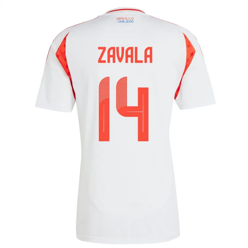 Danxen Kinderen Chili Cristián Zavala #14 Wit Uitshirt Uittenue 24-26 T-Shirt