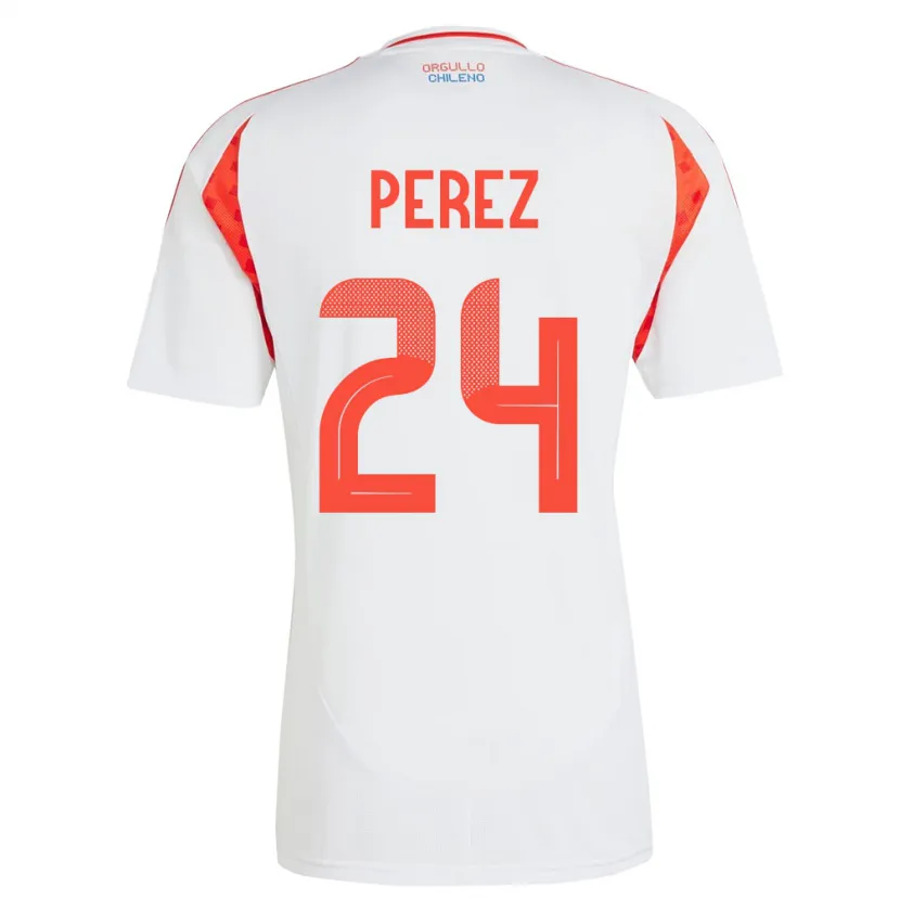 Danxen Kinderen Chili César Pérez #24 Wit Uitshirt Uittenue 24-26 T-Shirt