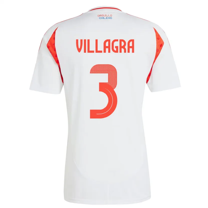 Danxen Kinderen Chili Jonathan Villagra #3 Wit Uitshirt Uittenue 24-26 T-Shirt