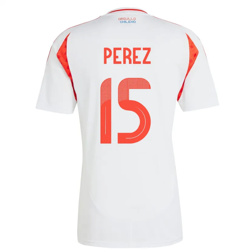 Danxen Kinderen Chili Ignacio Pérez #15 Wit Uitshirt Uittenue 24-26 T-Shirt