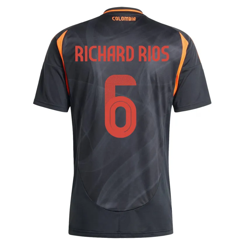 Danxen Kinderen Colombia Richard Ríos #6 Zwart Uitshirt Uittenue 24-26 T-Shirt