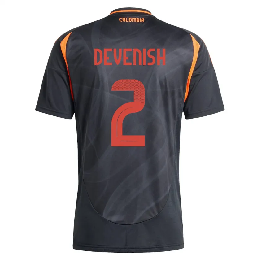 Danxen Kinderen Colombia Cristian Devenish #2 Zwart Uitshirt Uittenue 24-26 T-Shirt