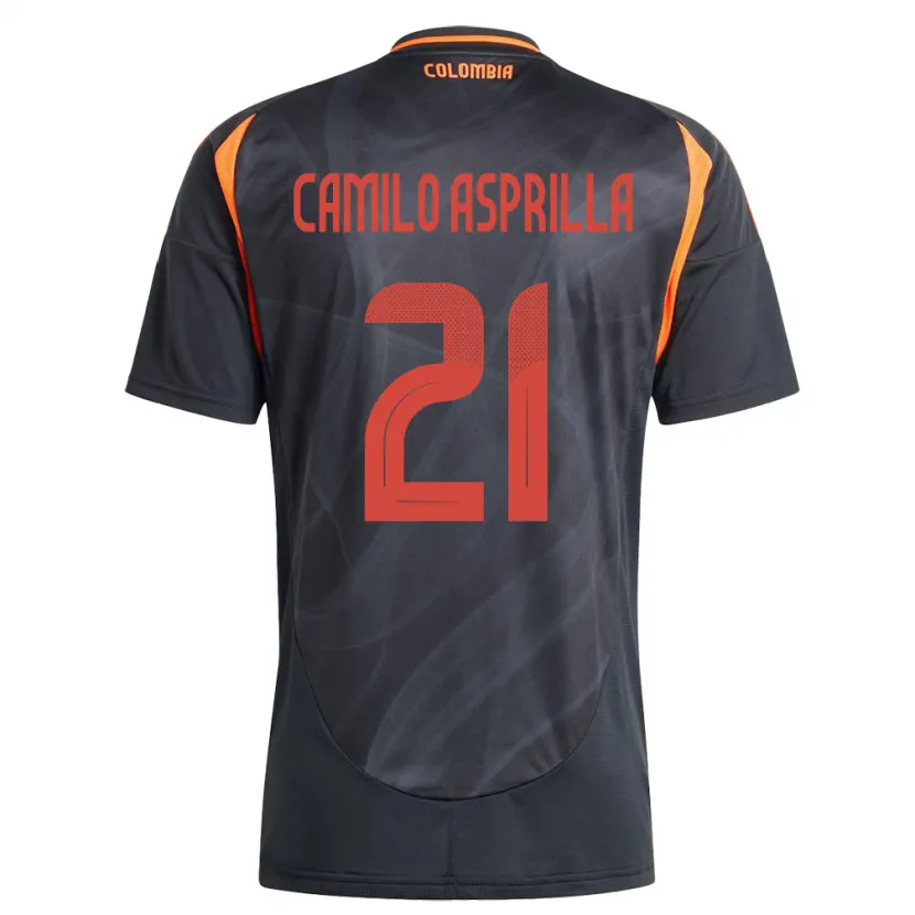Danxen Kinderen Colombia Juan Camilo Asprilla #21 Zwart Uitshirt Uittenue 24-26 T-Shirt