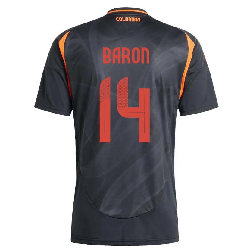 Danxen Kinderen Colombia Ángela Barón #14 Zwart Uitshirt Uittenue 24-26 T-Shirt