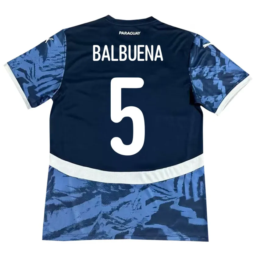 Danxen Kinderen Paraguay Fabián Balbuena #5 Blauw Uitshirt Uittenue 24-26 T-Shirt