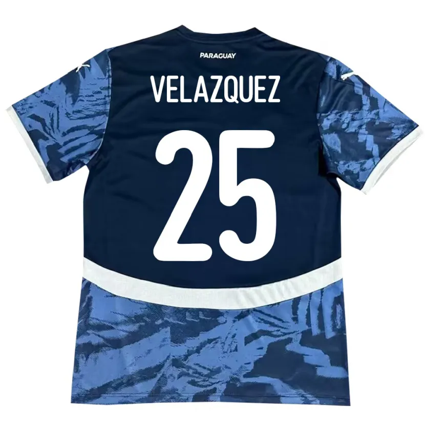Danxen Kinderen Paraguay Gustavo Velázquez #25 Blauw Uitshirt Uittenue 24-26 T-Shirt