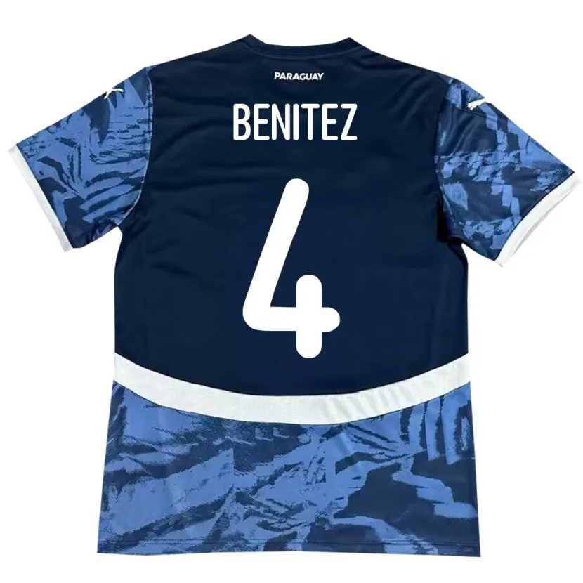 Danxen Kinderen Paraguay Gastón Benítez #4 Blauw Uitshirt Uittenue 24-26 T-Shirt