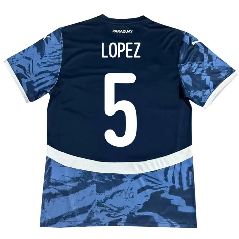 Danxen Kinderen Paraguay Óscar López #5 Blauw Uitshirt Uittenue 24-26 T-Shirt
