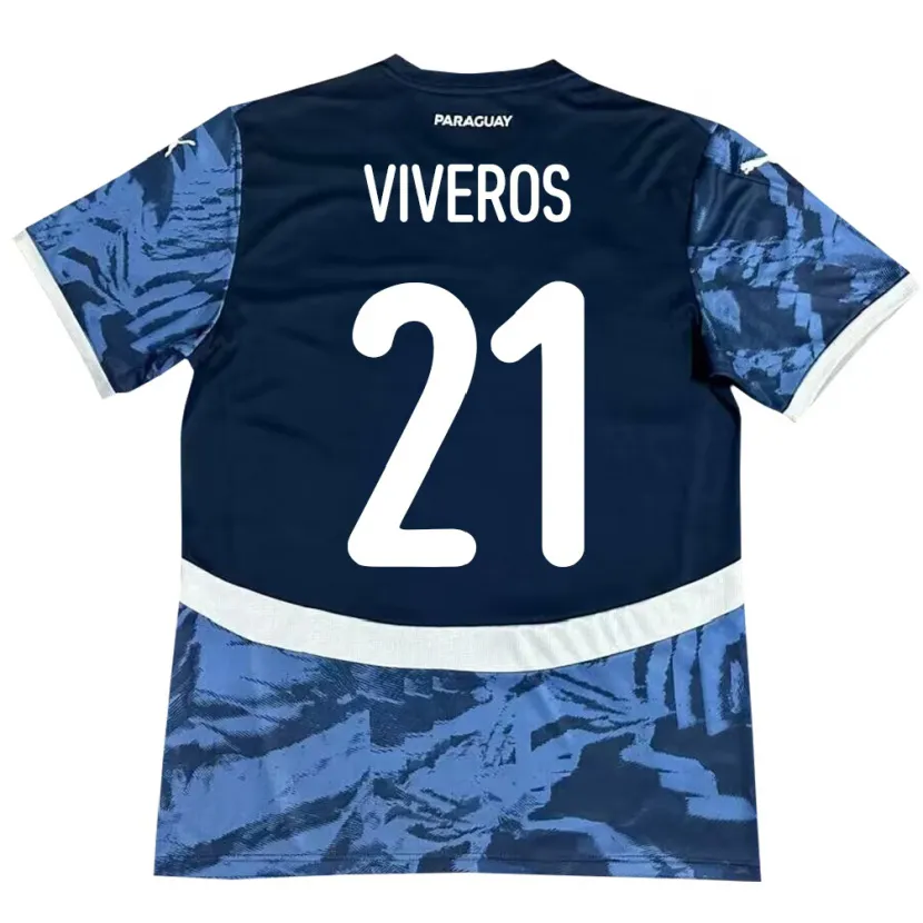 Danxen Kinderen Paraguay Fernando Viveros #21 Blauw Uitshirt Uittenue 24-26 T-Shirt