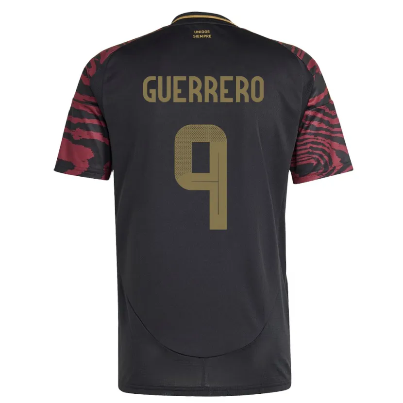 Danxen Kinderen Peru Paolo Guerrero #9 Zwart Uitshirt Uittenue 24-26 T-Shirt