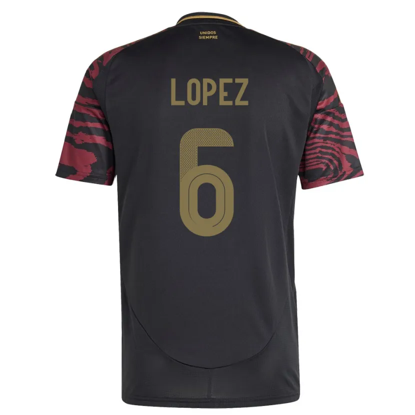 Danxen Kinderen Peru Marcos López #6 Zwart Uitshirt Uittenue 24-26 T-Shirt