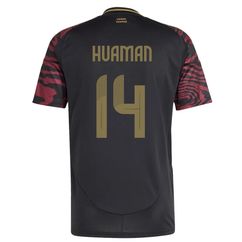 Danxen Kinderen Peru Marco Huamán #14 Zwart Uitshirt Uittenue 24-26 T-Shirt