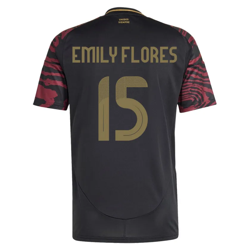 Danxen Kinderen Peru Emily Flores #15 Zwart Uitshirt Uittenue 24-26 T-Shirt