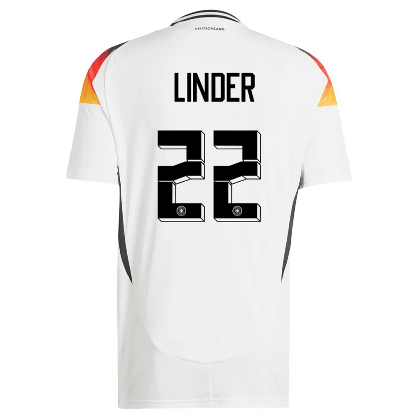 Danxen Heren Duitsland Sarai Linder #22 Wit Thuisshirt Thuistenue 24-26 T-Shirt
