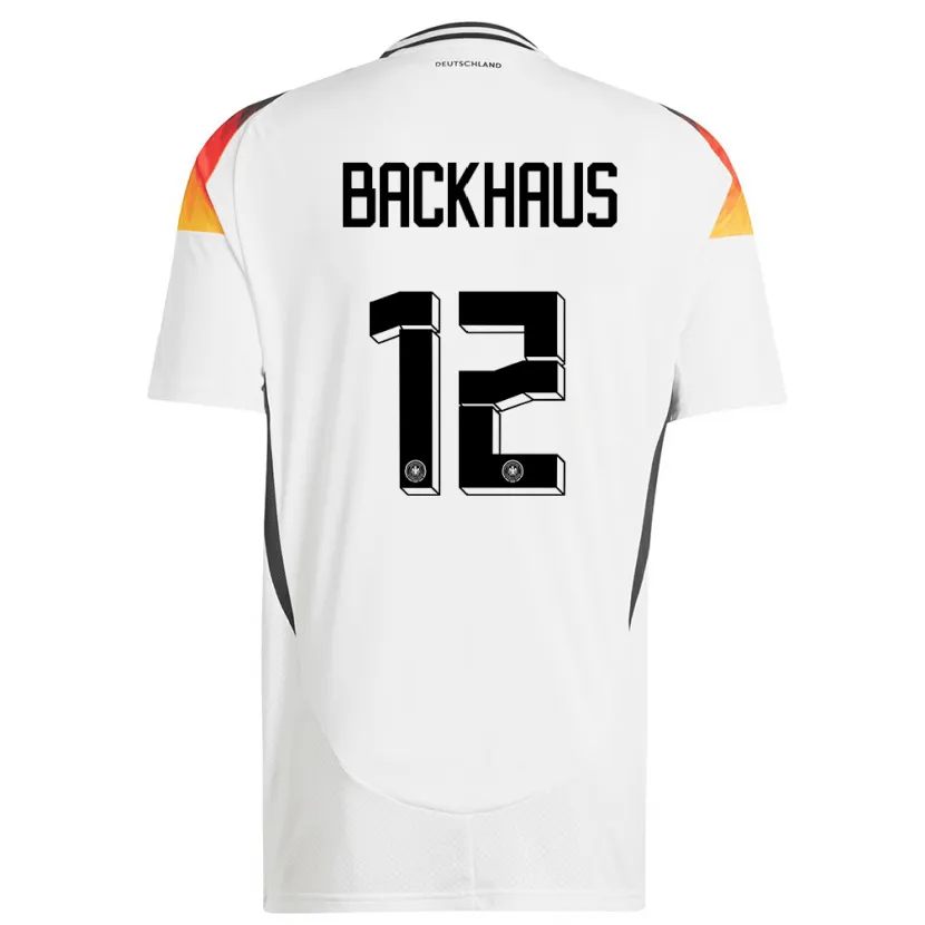Danxen Heren Duitsland Mio Backhaus #12 Wit Thuisshirt Thuistenue 24-26 T-Shirt