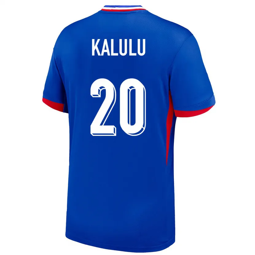 Danxen Heren Frankrijk Pierre Kalulu #20 Blauw Thuisshirt Thuistenue 24-26 T-Shirt