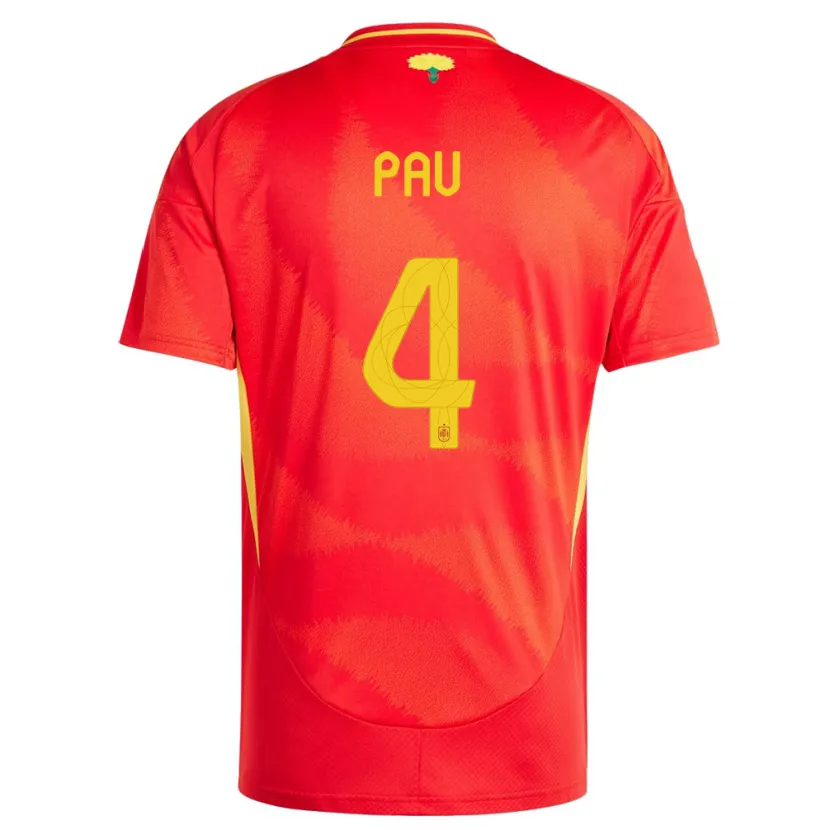 Danxen Heren Spanje Pau Torres #4 Rood Thuisshirt Thuistenue 24-26 T-Shirt