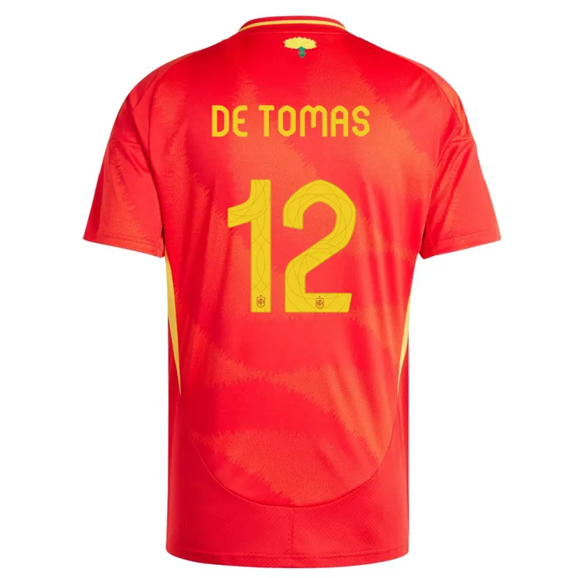 Danxen Heren Spanje Raul De Tomas #12 Rood Thuisshirt Thuistenue 24-26 T-Shirt