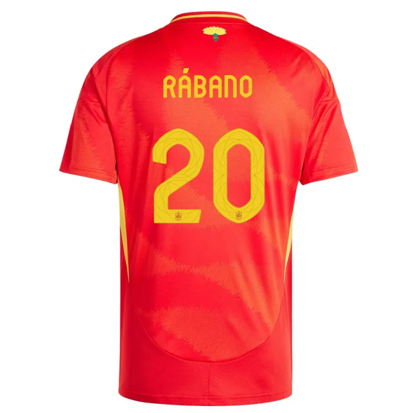 Danxen Heren Spanje Nuria Rabano #20 Rood Thuisshirt Thuistenue 24-26 T-Shirt