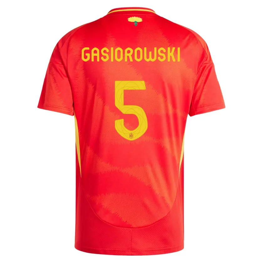 Danxen Heren Spanje Yarek Gasiorowski #5 Rood Thuisshirt Thuistenue 24-26 T-Shirt