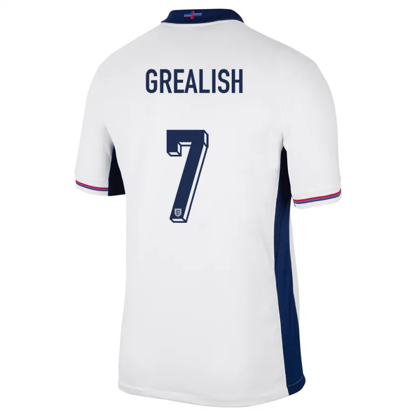 Danxen Heren Engeland Jack Grealish #7 Wit Thuisshirt Thuistenue 24-26 T-Shirt