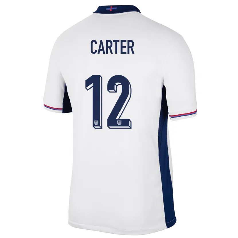 Danxen Heren Engeland Jess Carter #12 Wit Thuisshirt Thuistenue 24-26 T-Shirt