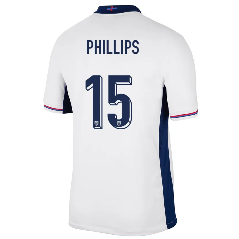 Danxen Heren Engeland Ashley Phillips #15 Wit Thuisshirt Thuistenue 24-26 T-Shirt