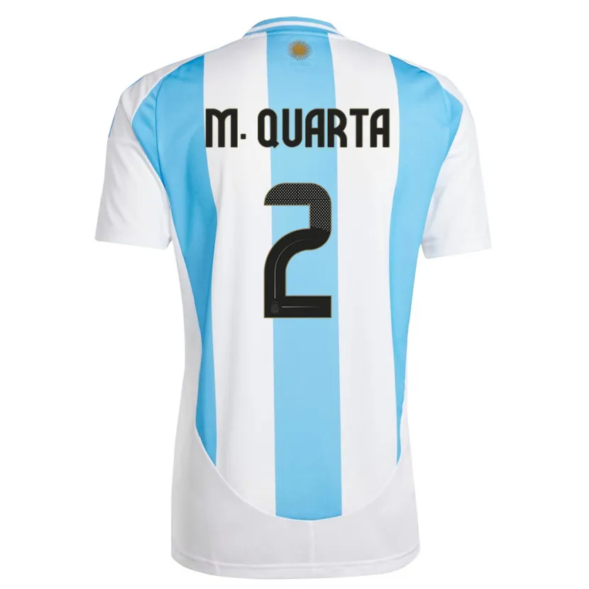 Danxen Heren Argentinië Lucas Martinez Quarta #2 Wit Blauw Thuisshirt Thuistenue 24-26 T-Shirt