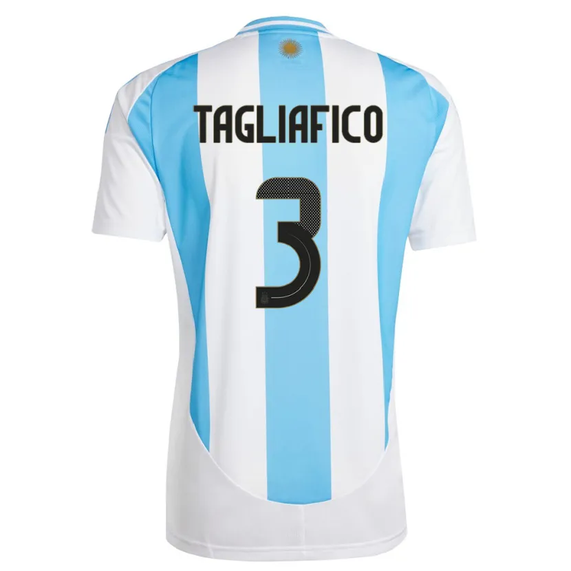 Danxen Heren Argentinië Nicolas Tagliafico #3 Wit Blauw Thuisshirt Thuistenue 24-26 T-Shirt