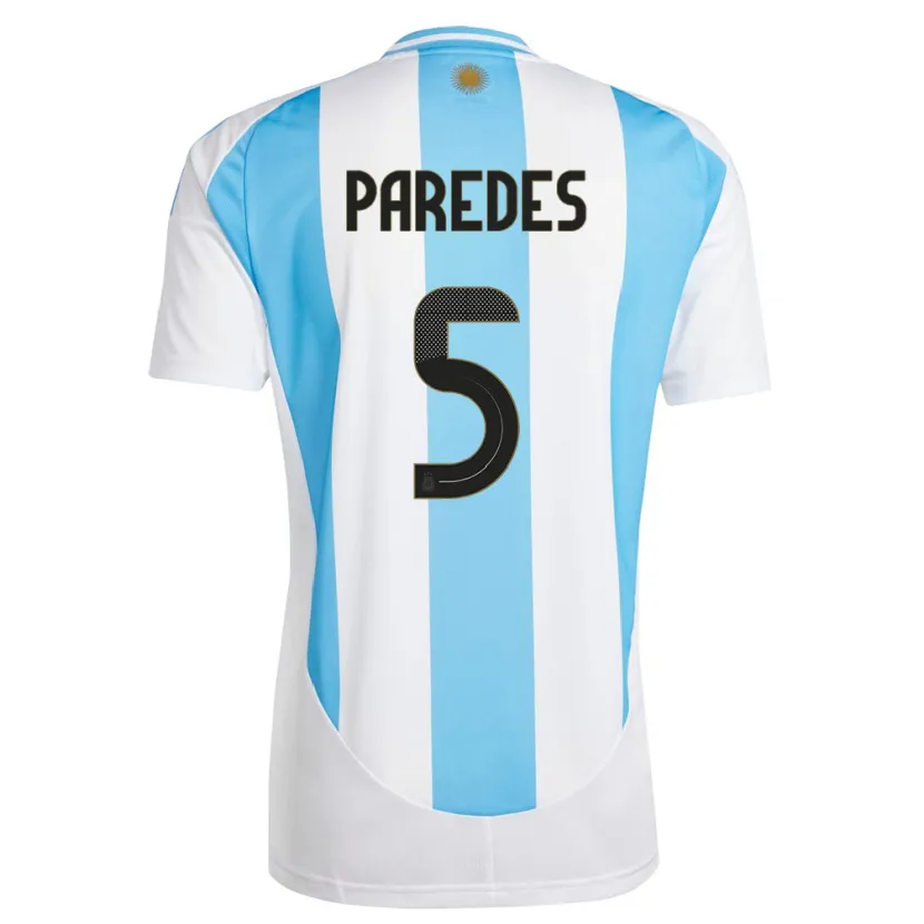 Danxen Heren Argentinië Leandro Paredes #5 Wit Blauw Thuisshirt Thuistenue 24-26 T-Shirt