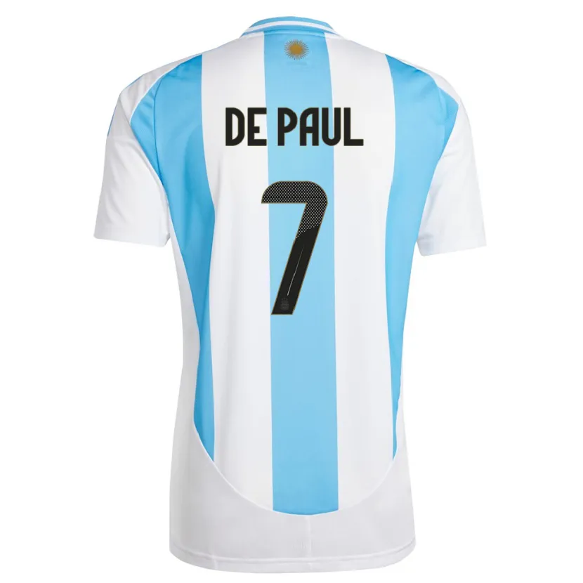 Danxen Heren Argentinië Rodrigo De Paul #7 Wit Blauw Thuisshirt Thuistenue 24-26 T-Shirt