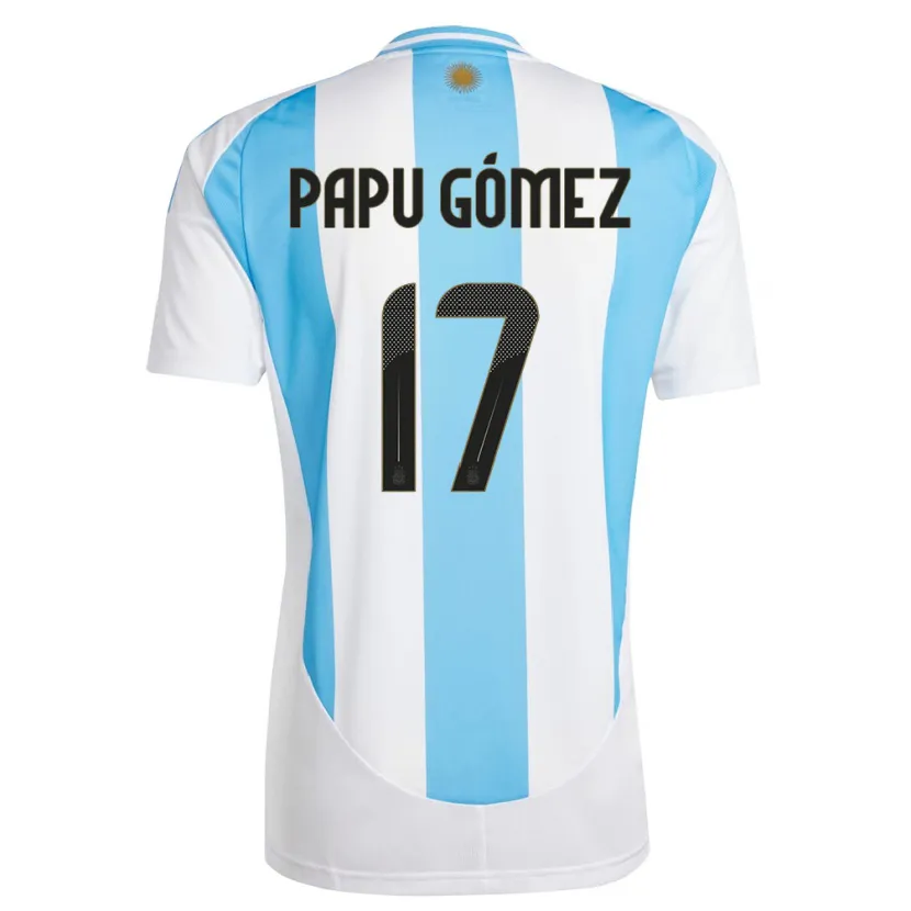 Danxen Heren Argentinië Papu Gomez #17 Wit Blauw Thuisshirt Thuistenue 24-26 T-Shirt