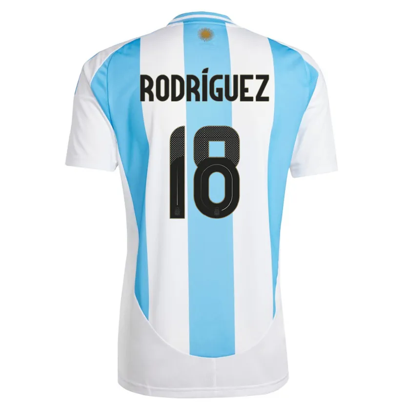 Danxen Heren Argentinië Guido Rodriguez #18 Wit Blauw Thuisshirt Thuistenue 24-26 T-Shirt