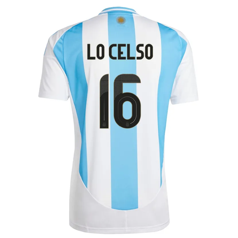 Danxen Heren Argentinië Giovani Lo Celso #16 Wit Blauw Thuisshirt Thuistenue 24-26 T-Shirt