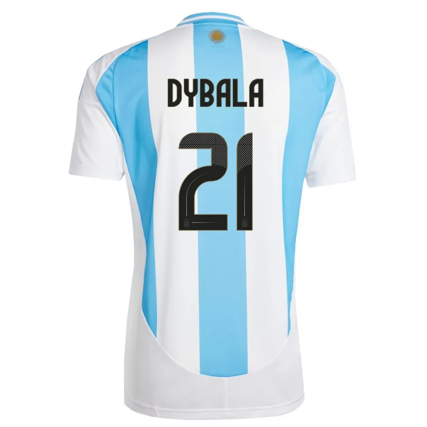 Danxen Heren Argentinië Paulo Dybala #21 Wit Blauw Thuisshirt Thuistenue 24-26 T-Shirt
