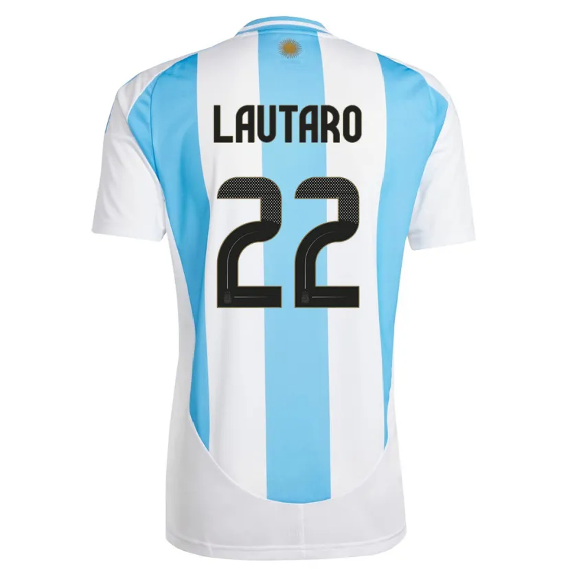 Danxen Heren Argentinië Lautaro Martinez #22 Wit Blauw Thuisshirt Thuistenue 24-26 T-Shirt