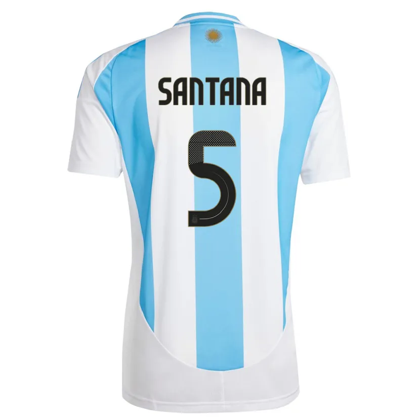 Danxen Heren Argentinië Vanesa Santana #5 Wit Blauw Thuisshirt Thuistenue 24-26 T-Shirt