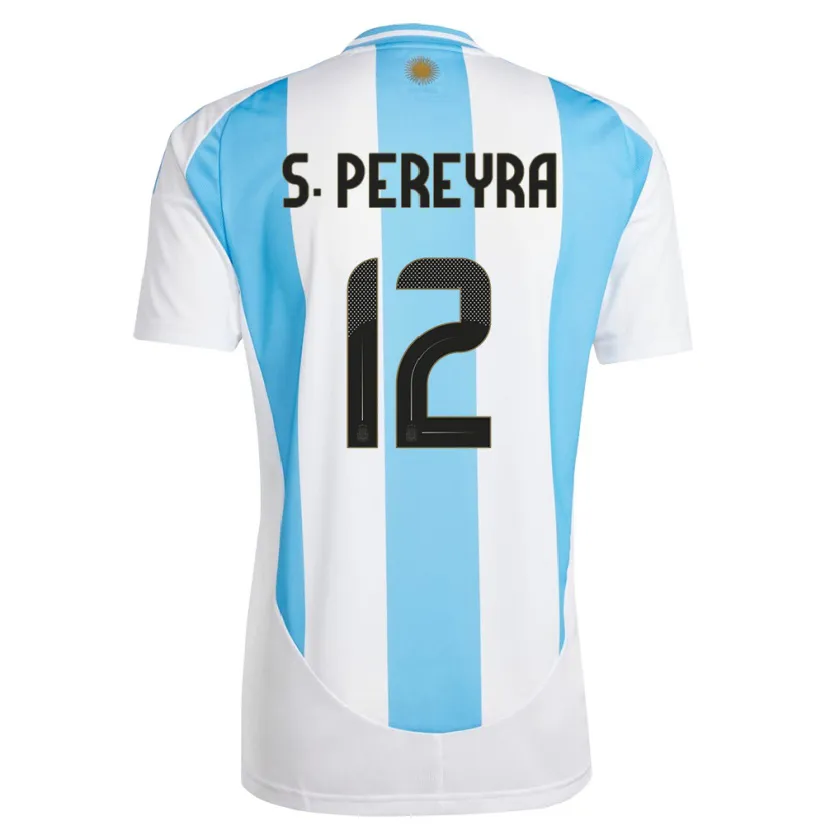 Danxen Heren Argentinië Solana Pereyra #12 Wit Blauw Thuisshirt Thuistenue 24-26 T-Shirt