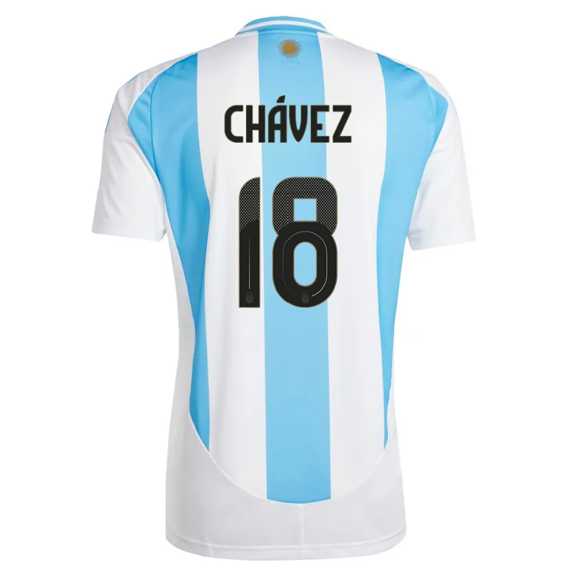 Danxen Heren Argentinië Gabriela Chavez #18 Wit Blauw Thuisshirt Thuistenue 24-26 T-Shirt