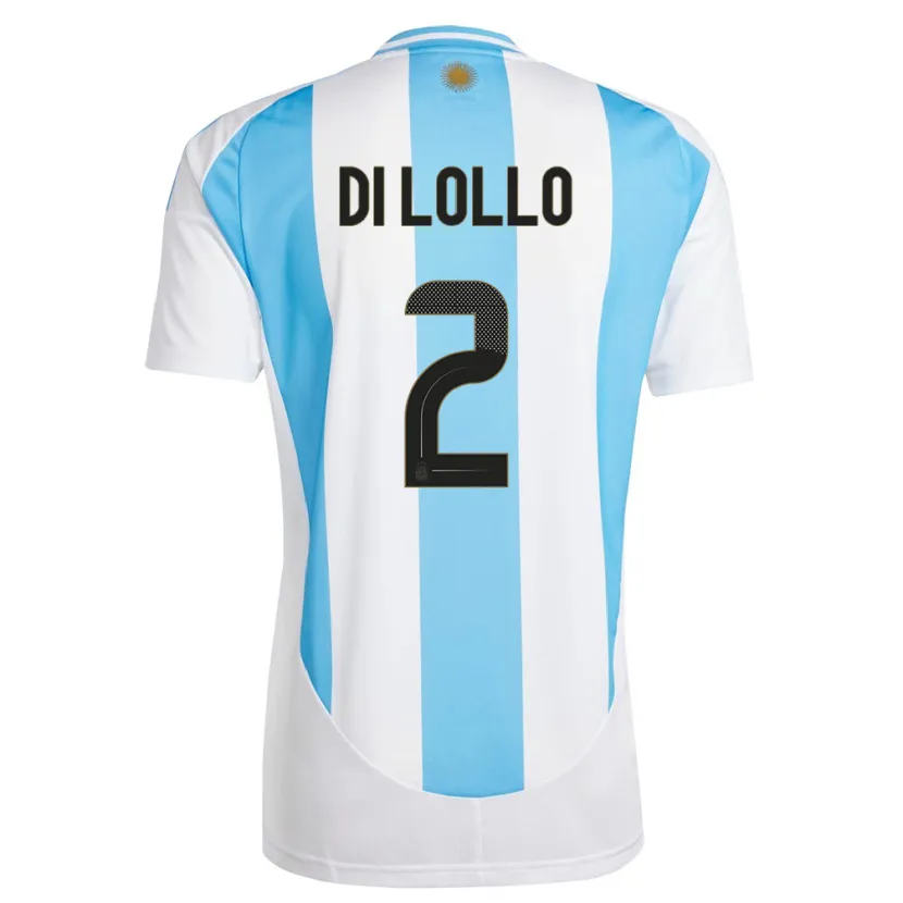 Danxen Heren Argentinië Lautaro Di Lollo #2 Wit Blauw Thuisshirt Thuistenue 24-26 T-Shirt