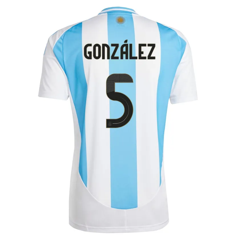 Danxen Heren Argentinië Maximiliano Gonzalez #5 Wit Blauw Thuisshirt Thuistenue 24-26 T-Shirt