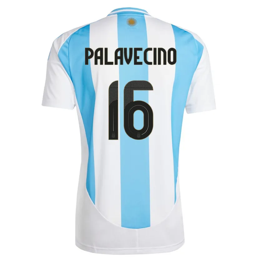 Danxen Heren Argentinië Nicolas Palavecino #16 Wit Blauw Thuisshirt Thuistenue 24-26 T-Shirt