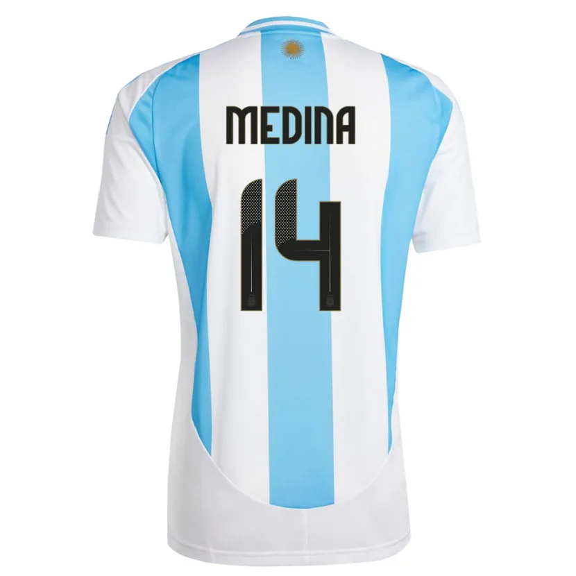 Danxen Heren Argentinië Facundo Medina #16 Wit Blauw Thuisshirt Thuistenue 24-26 T-Shirt