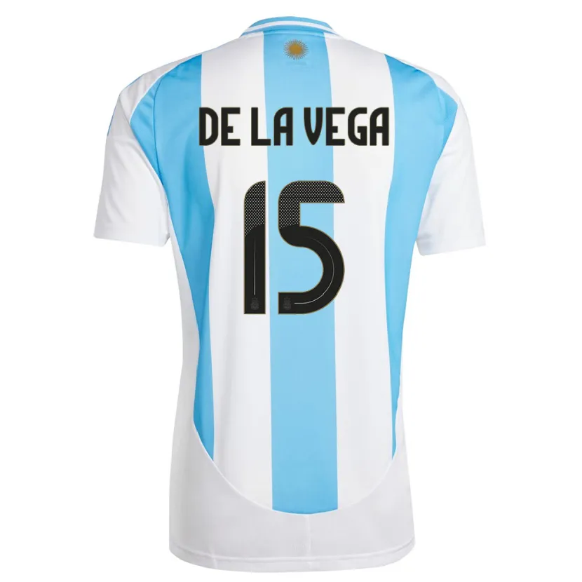 Danxen Heren Argentinië Pedro De La Vega #15 Wit Blauw Thuisshirt Thuistenue 24-26 T-Shirt