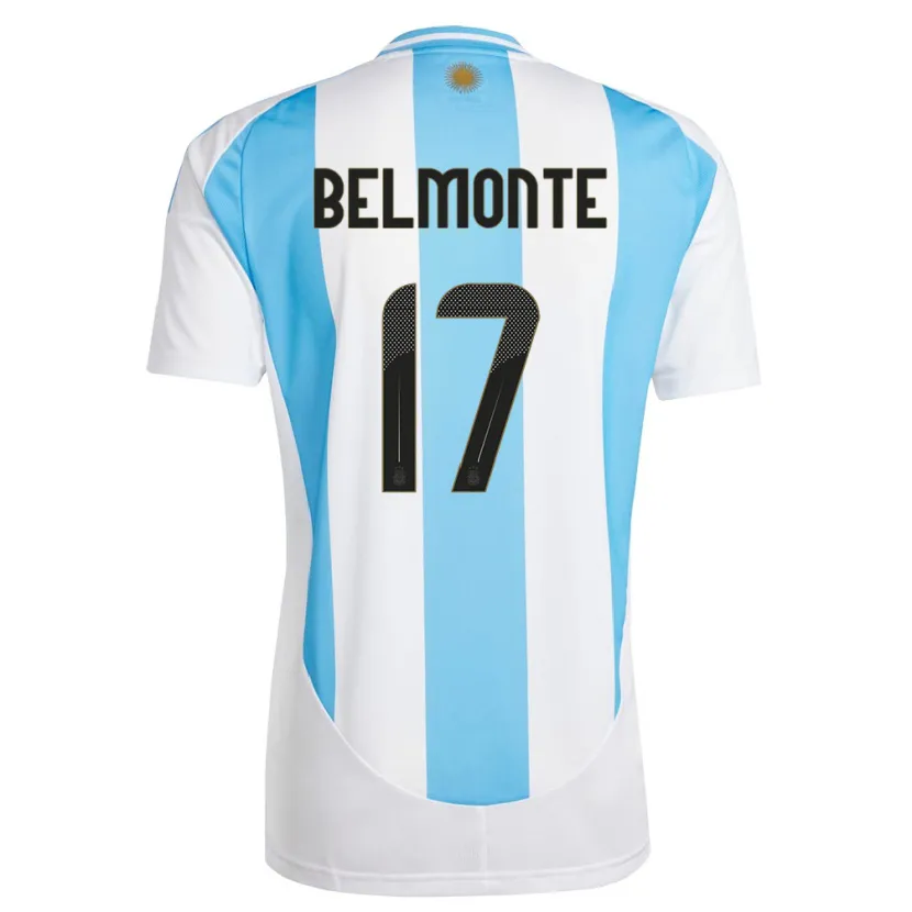Danxen Heren Argentinië Tomas Belmonte #17 Wit Blauw Thuisshirt Thuistenue 24-26 T-Shirt