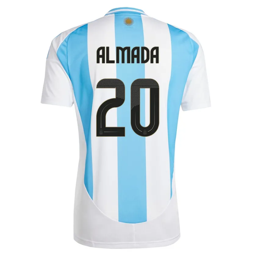Danxen Heren Argentinië Thiago Almada #20 Wit Blauw Thuisshirt Thuistenue 24-26 T-Shirt