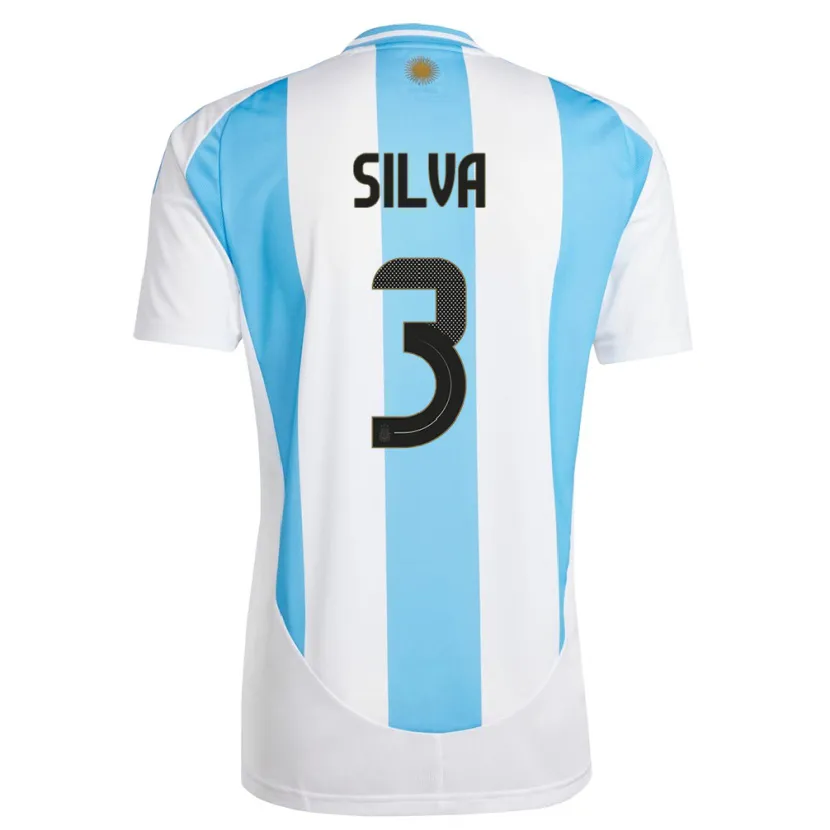 Danxen Heren Argentinië Tomas Silva #3 Wit Blauw Thuisshirt Thuistenue 24-26 T-Shirt